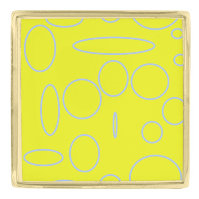 Circles Loops on Yellow Geometric Gold Finish Lapel Pin (Front)