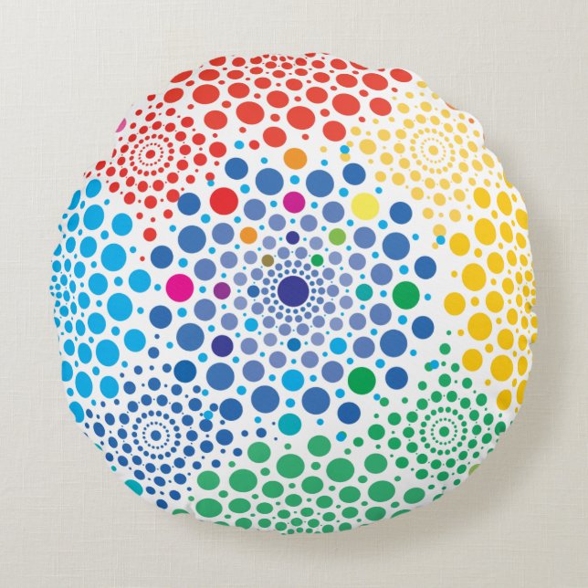 Circles Mandala 3 Round Pillow (Front)