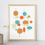 Circles Mid Century Modern Styled Poster<br><div class="desc">Add a pop of bold color and style to your wall with this funky retro mid century modern print. Featuring circles,  ovals,  and lines in two shades of orange,  turquoise blue,  cream,  and black,  this print is sure to put a smile on your face.</div>