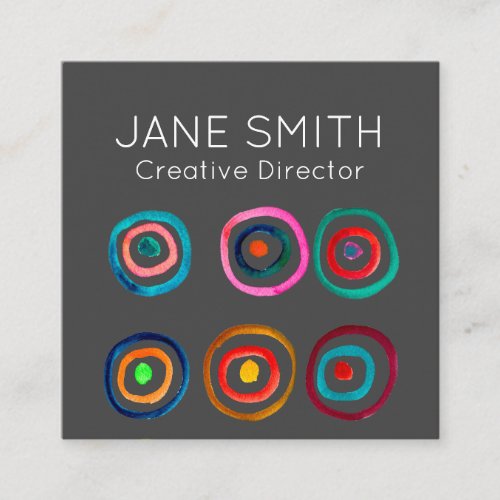 Circles modern colorful creative industry square business card