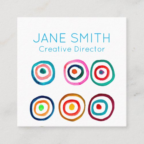 Circles modern colorful creative industry square business card