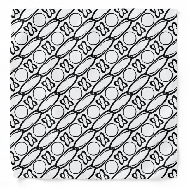 Circles Monochrome Geometric Print Bandana (Front)