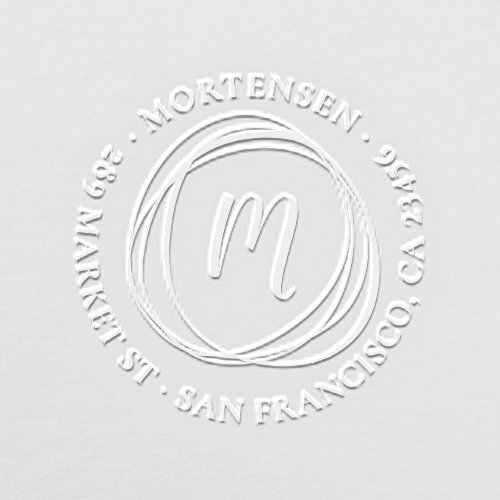 Circles Monogram Round Family Name Return Address Embosser