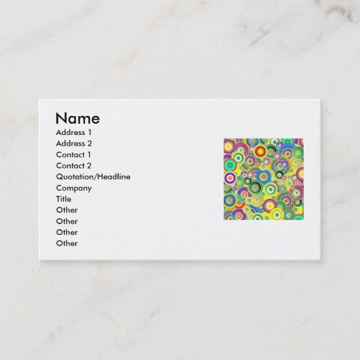 Customizable circles, Name, Address 1, Address 2, Contact 1,... Business Cards