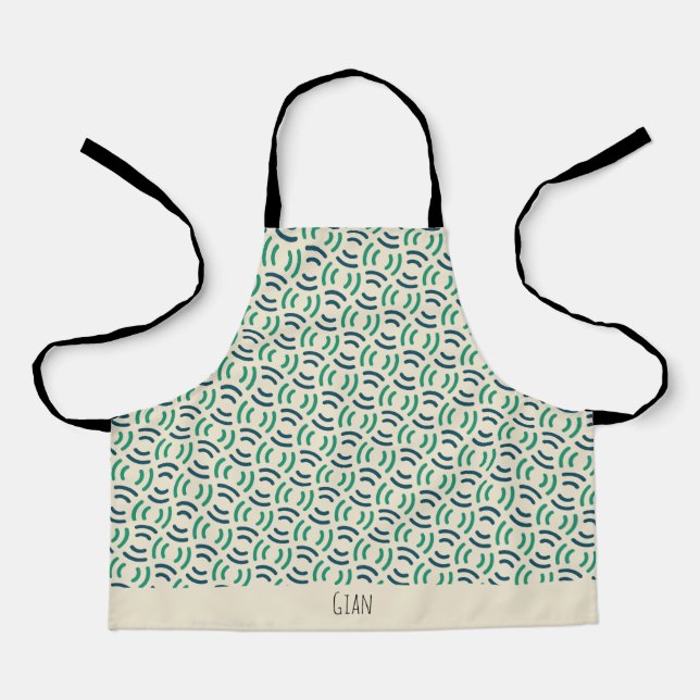 Circles Navy Green Minimal Pattern Apron (Front)