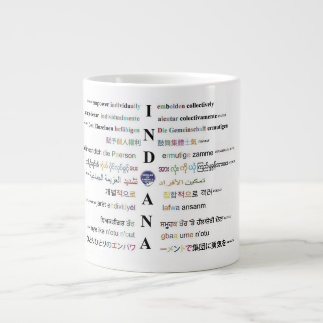 Circles of America - Languages of Indiana III Giant Coffee Mug (Front)