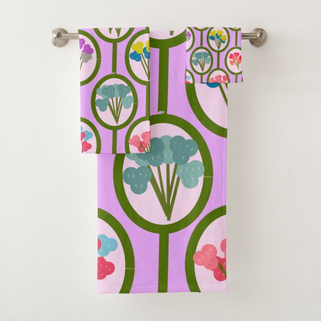 Circles of Flowers Bath Towel Set (Insitu)