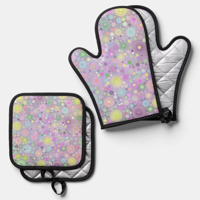Circles of life oven mitt & pot holder set (Front/Back)