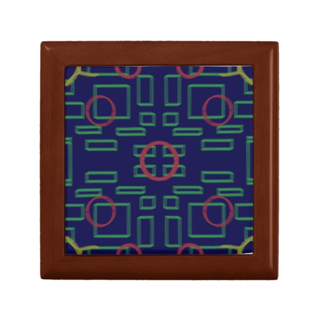 Circles on Blue Green Geometric Gift Box (Front)