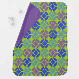Circles on Circles - Blue, Green, Purple Baby Blan Blanket