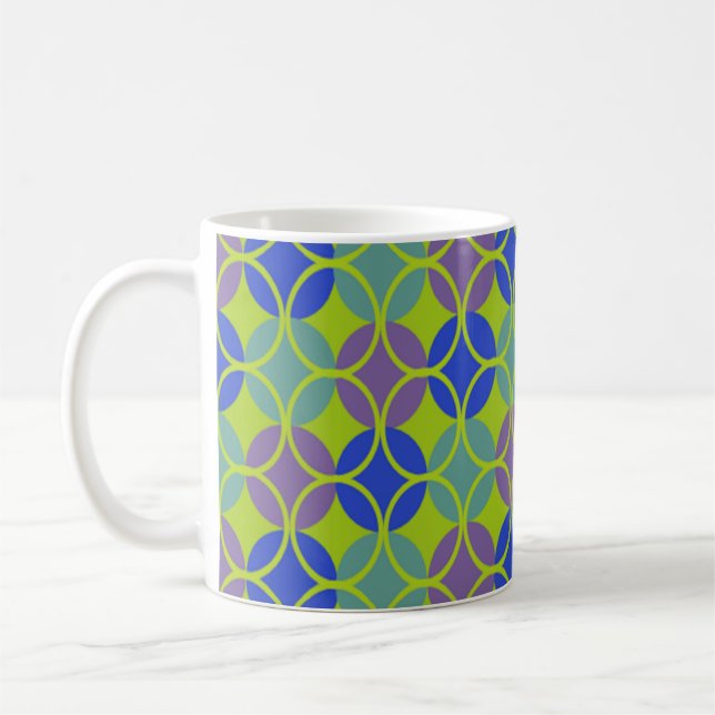 Circles on Circles - Blue, Green, Purple Coffee Mug (Left)