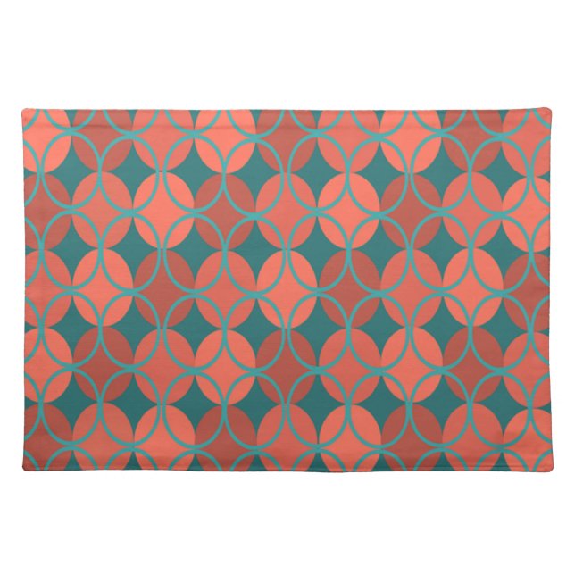 Circles on Circles - Teal and Orange Cloth Placemat (Front)