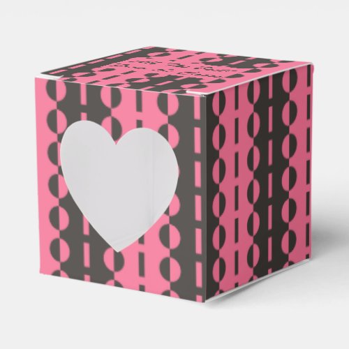 Circles on Stripes _ Charcoal and Pink Heart Favor Boxes