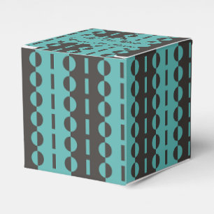 Circles on Stripes - Charcoal Aqua Blue Classic Favor Boxes