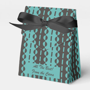 Circles on Stripes - Charcoal Blue Aqua Tent Favor Boxes