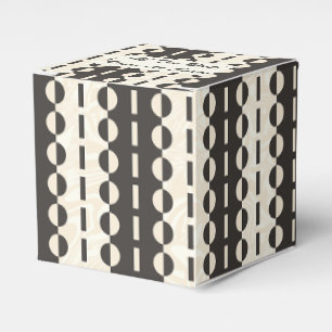 Circles on Stripes - Charcoal Cream Classic Favor Boxes