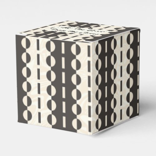 Circles on Stripes _ Charcoal Cream Classic Favor Boxes