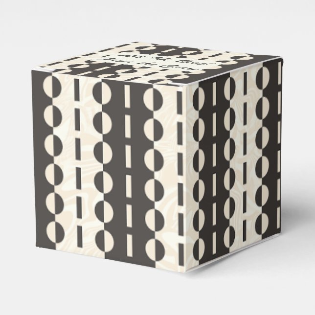 Circles on Stripes - Charcoal Cream Classic Favor Boxes (Front Side)