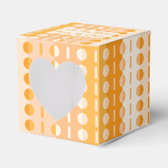 Circles on Stripes-Orange Peach Ombre Heart Favor Boxes (Front Side)