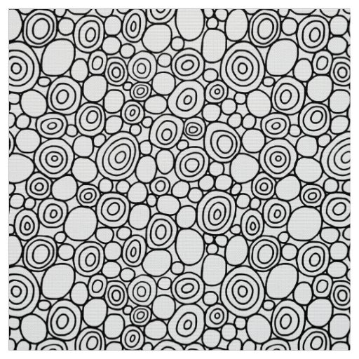 Circles Pattern 210819 - Black and White Fabric