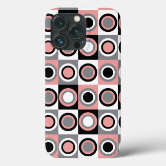 Circles Pattern Girly Pink Black White Gray iPhone 13 Pro Case