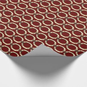 Circles Pattern Golden Rings Geometric Design Red Wrapping Paper