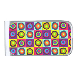 circles pattern silver finish money clip