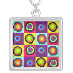 circles pattern   silver plated necklace