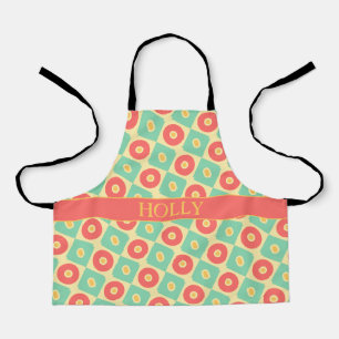 Circles Peach Navy Minimal Pattern Apron
