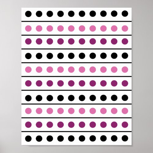Circles Pink Purple Black Stripes Pattern White  Poster