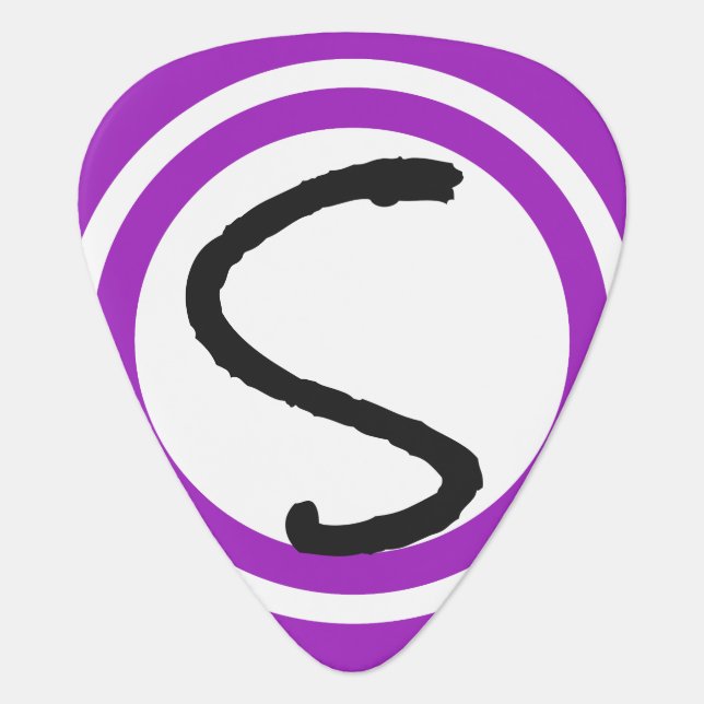 Circles Purple Black and White Monogram Guitar Pick (Front)