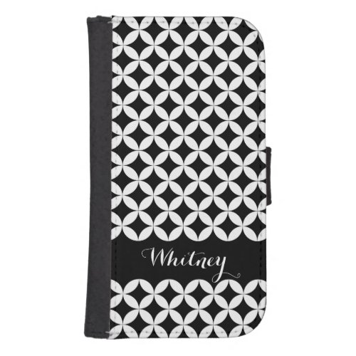 Circles quarter pattern white black name flap case