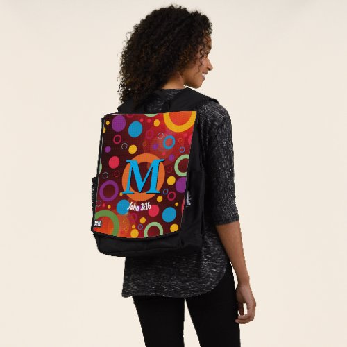 Circles Spots Dots Scripture Monogram Personalized Backpack