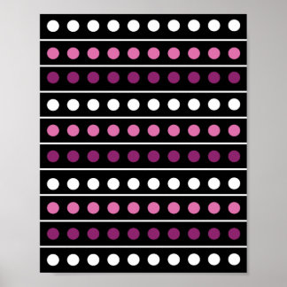 Circles Stripes White Pink Purple Black Background Poster