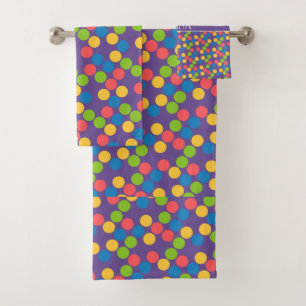 Circles Violet Peach Minimal Pattern Bath Towel Set