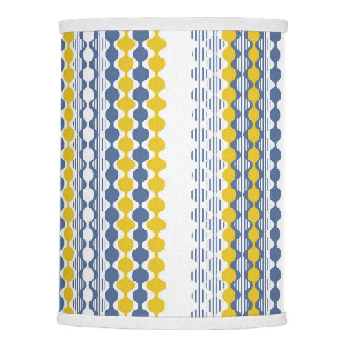 Circles waves lines mustard yellow white blue lamp shade
