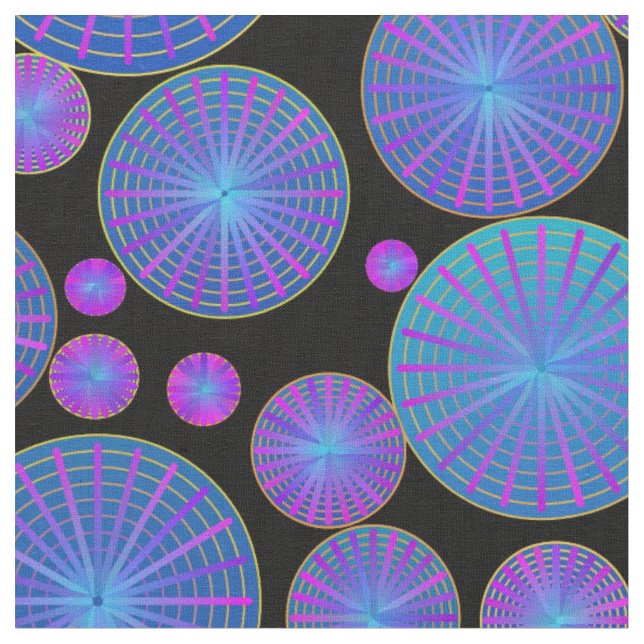 Circles Wheels and Disks with Spokes Fabric (Close Up)