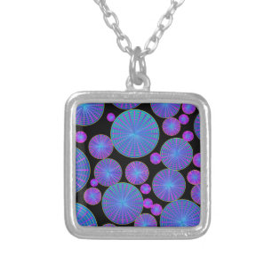 Circles Wheels and Disks with Spokes Silver Plated Necklace