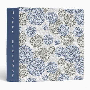 Circles with grey and blue leopard skin print  3 ring binder