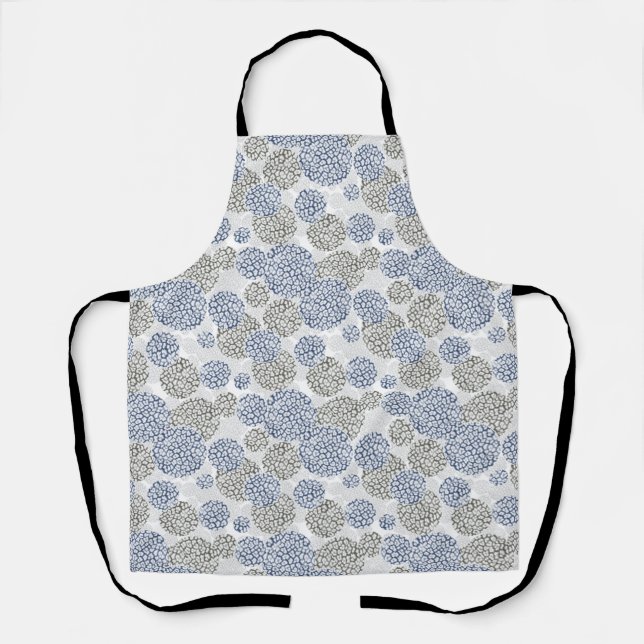 Circles with grey and blue leopard skin print  apron (Front)