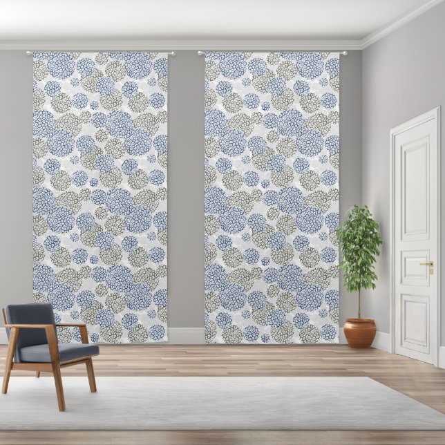 Circles with grey and blue leopard skin print  blackout curtains (Wide)