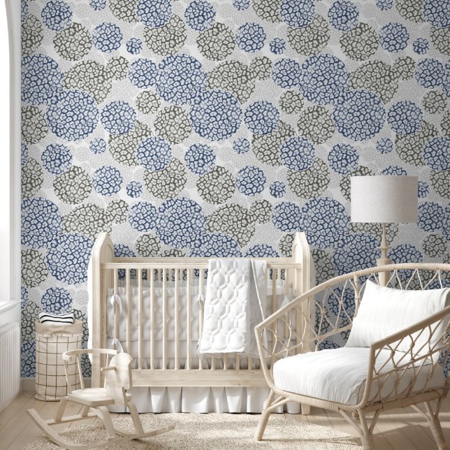 Circles with grey and blue leopard skin print  wallpaper  (Kids)
