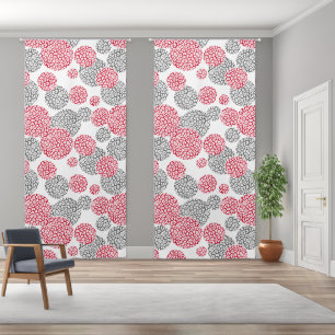  Circles with grey and red leopard skin print  Blackout Curtains