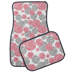 Circles with grey and red leopard skin print Car Floor Mat