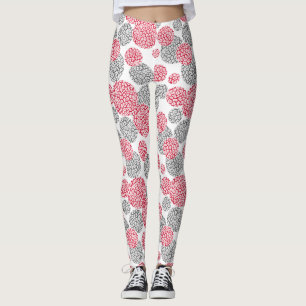 Circles with grey and red leopard skin print Leggings