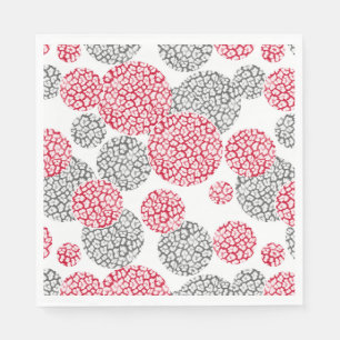  Circles with grey and red leopard skin print  Napkins