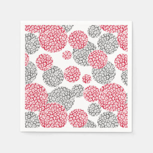 Circles with grey and red leopard skin print Napkins