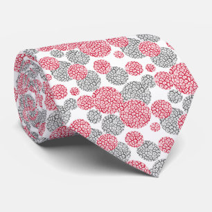 Circles with grey and red leopard skin print  Neck Tie
