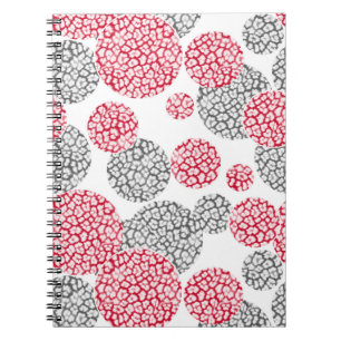  Circles with grey and red leopard skin print  Notebook