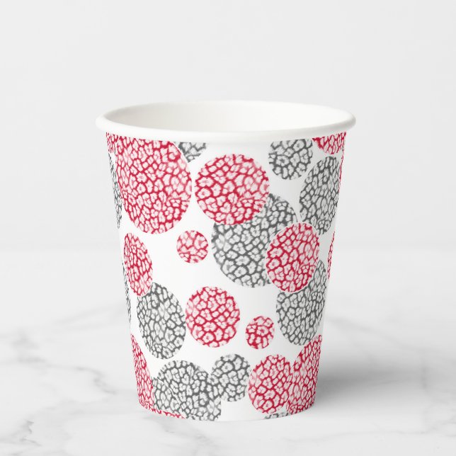  Circles with grey and red leopard skin print  Paper Cups (Front)